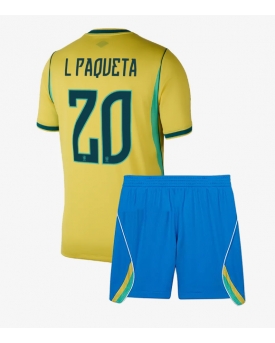 Billige Fotballdrakt Brasil Lucas Paqueta #20 Replika Hjemmedraktsett Barn VM 2026 Kortermet (med bukser)